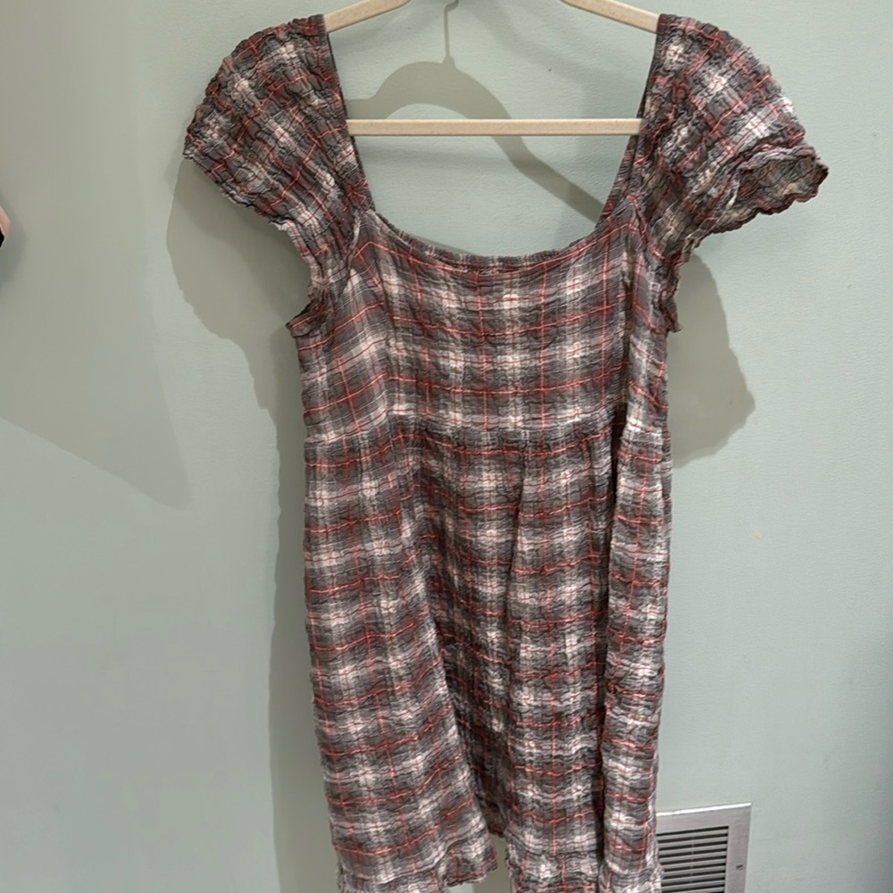 Anthropologie Maeve plaid dress with cream lining EUC